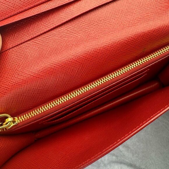 Prada Saffiano Red Mini Bandoliera Chain Clutch Crossbody Bag - Picture 10 of 14